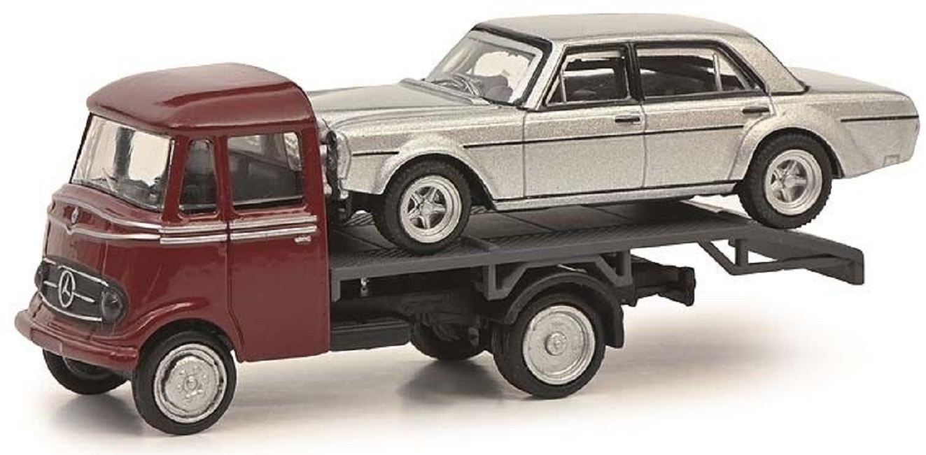 Mercedes Benz L319 Autotransporter + 300 SEL, grijs